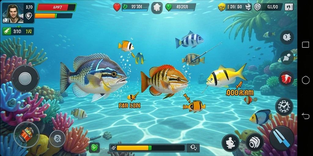 Tangkapan layar gameplay seru dalam game Tembak Ikan.