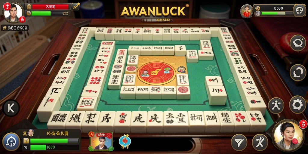 Tampilan gameplay seru AWANLUCK dalam permainan Mahjong.