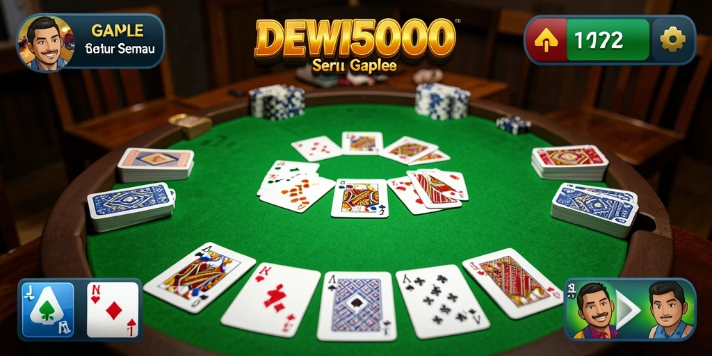 Tampilan gameplay Gaple yang seru dan interaktif di DEWI5000.