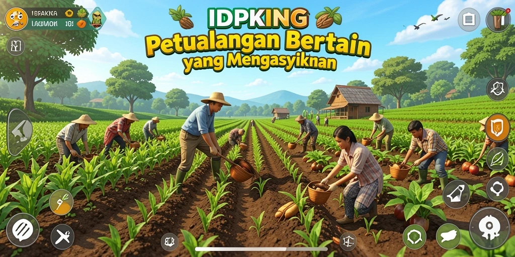 Tampilan gameplay yang menakjubkan dari <strong>IDPKING</strong> saat bercocok tanam.