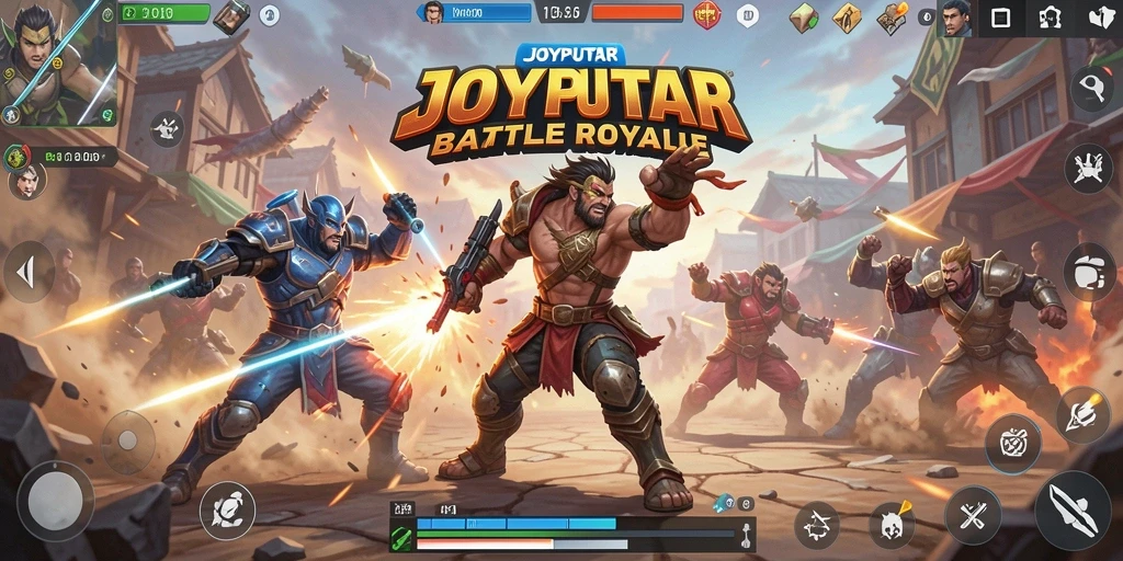 Tampilan menarik dari gameplay intens di JOYPUTAR Battle Royale.