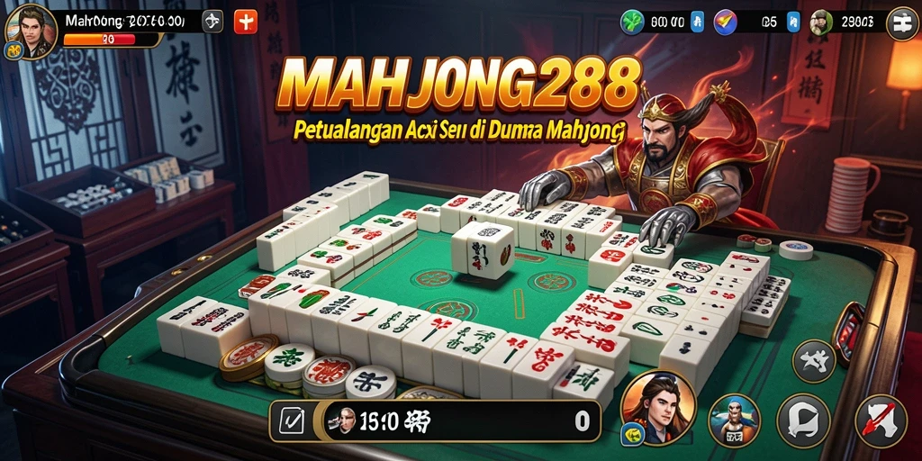Menampilkan aksi seru dalam permainan Mahjong yang menantang.