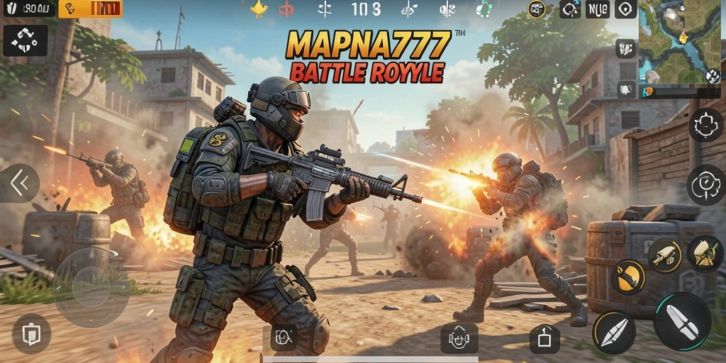 Gameplay seru MAPNA777 dengan aksi Battle Royale yang mendebarkan.