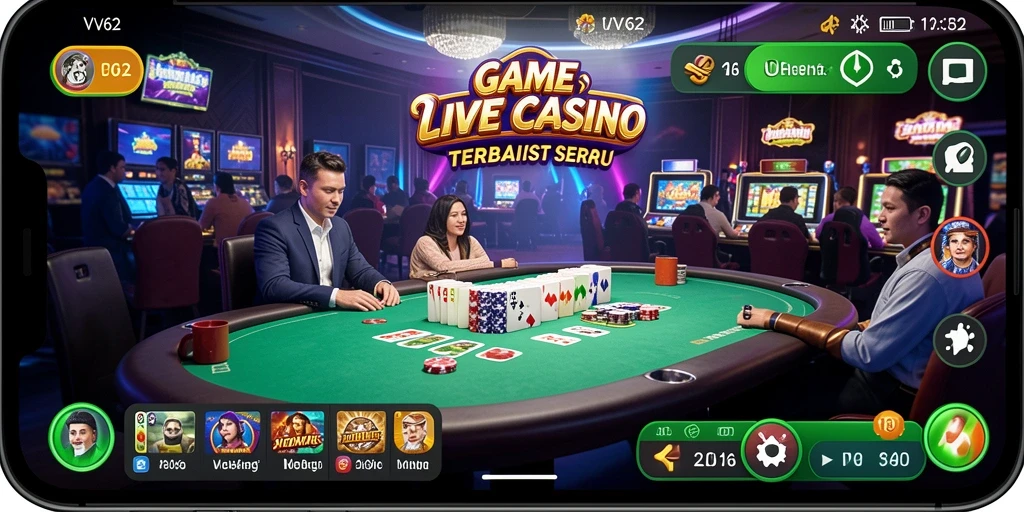 Gameplay langsung dengan dealer profesional di VV62.